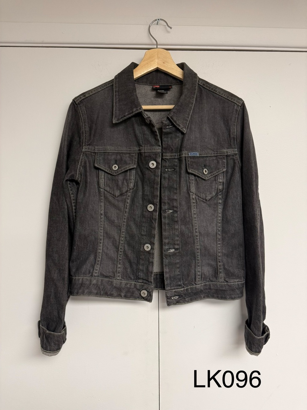 Diesel Kimti Long Washed Black Fitted Denim Jacket Y2K Medium